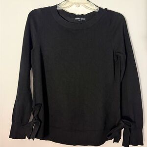 Cable & Gauge Black Long Sleeve Top with Bow Accents